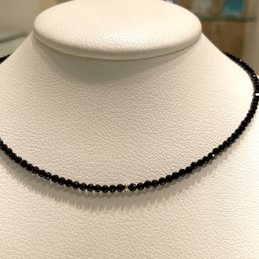 Genuine faceted gemstone &14k yellow gold necklace